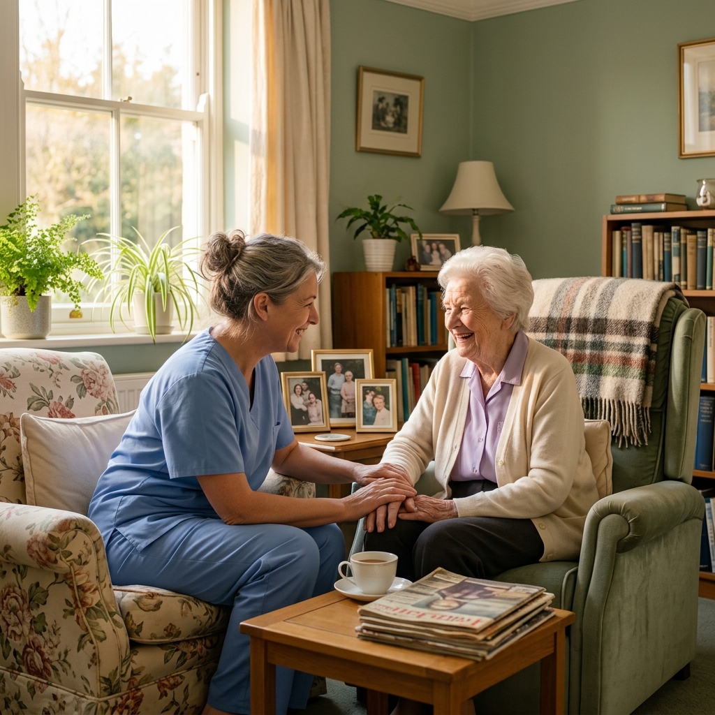 In-Home Caregiver Talking With Senior Patient